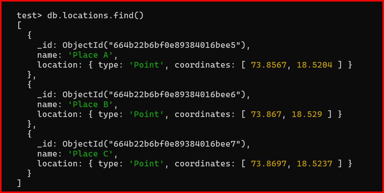 Picture showing the sample mongodb collection